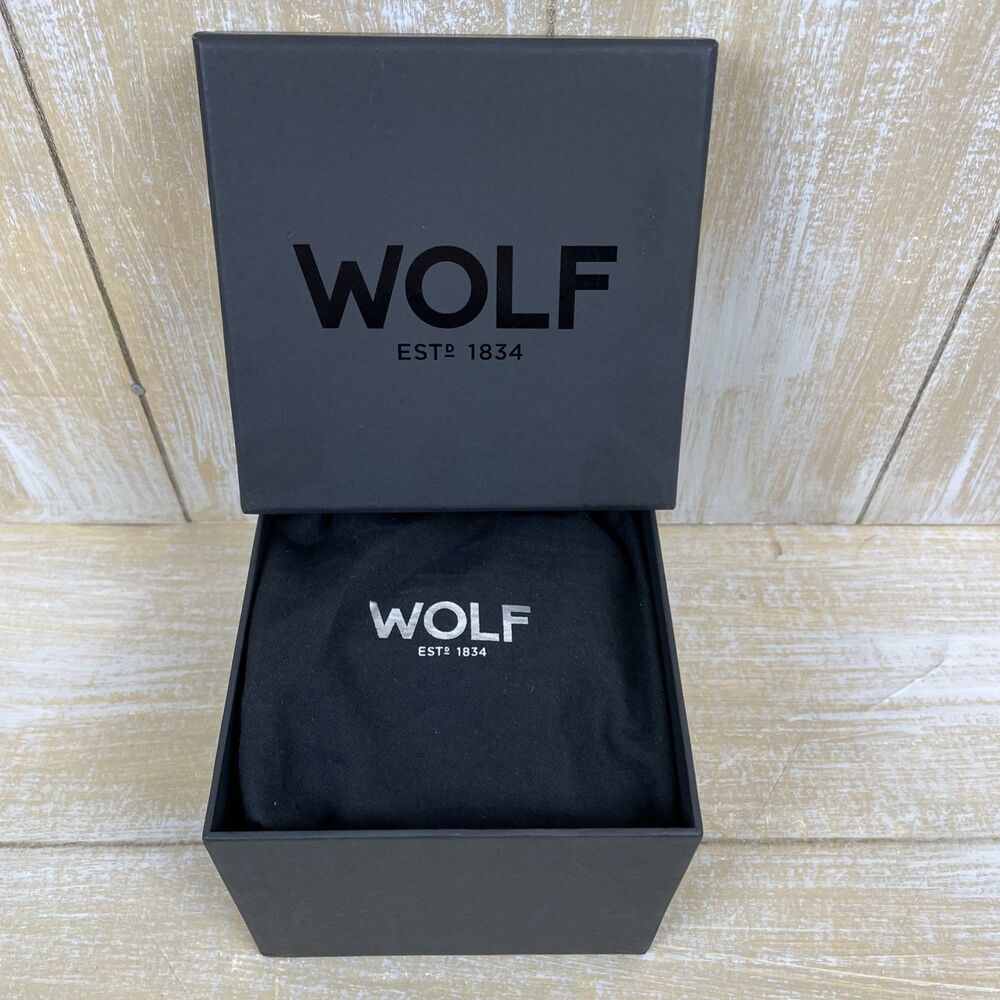 WOLF Maria Zip Jewelry Travel Cube Navy Leather w/ Original Box & Dust Bag